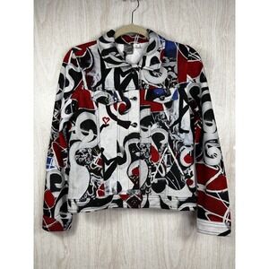 Simply Art Dolcezza Abstract Jacket Womens S Red Black White Cotton Blend NWT